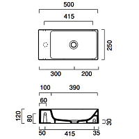 Catalano Comfort Раковина подвесная 50x25x12h см, без перелива, покр. Cataglaze, цвет: белый глянц. 0220520001