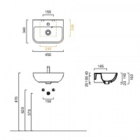 Catalano Comfort Раковина подвесная 45x34x16h см, 1 отв., с переливом, Cataglaze, цвет: белый глянц. 0720451001
