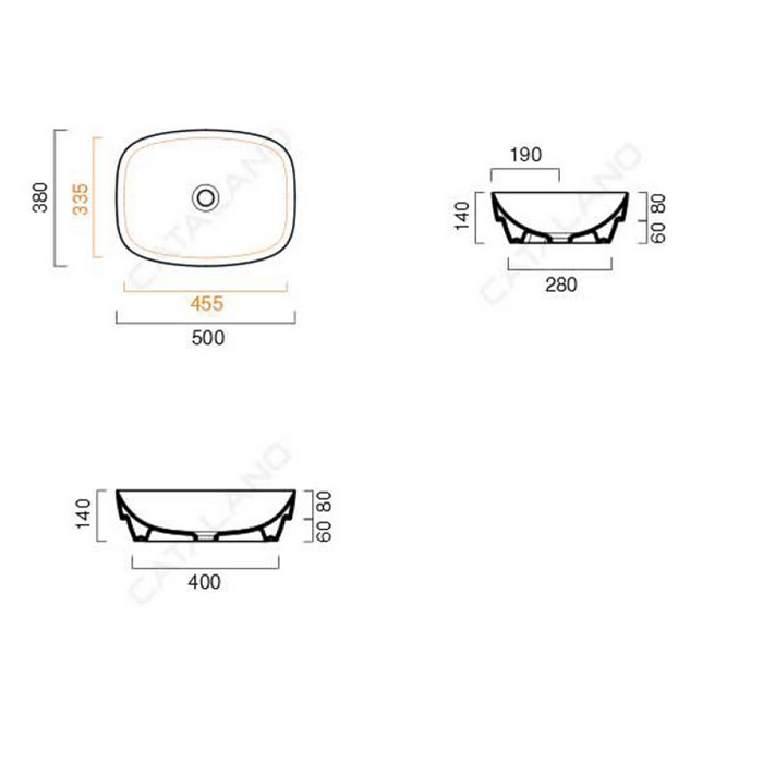Catalano Zero Раковина встраиваемая сверху 50x38 см, без перелива, Cataglaze, цвет: белый глянцевый 0624500001