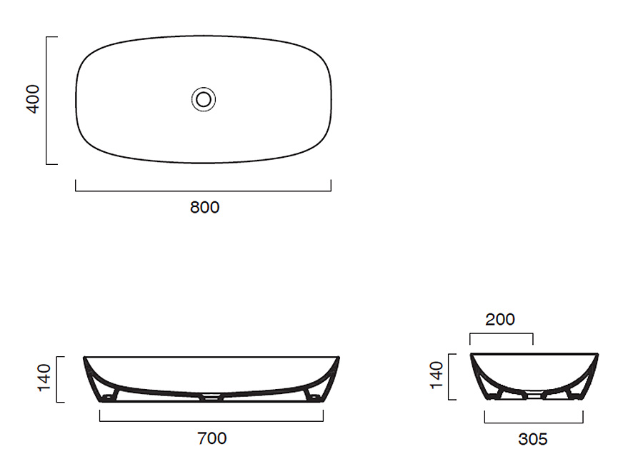 Catalano Zero Раковина чаша 80x40x14h см, без перелива, покрытие Cataglaze, цвет: белый глянцевый 0622800001
