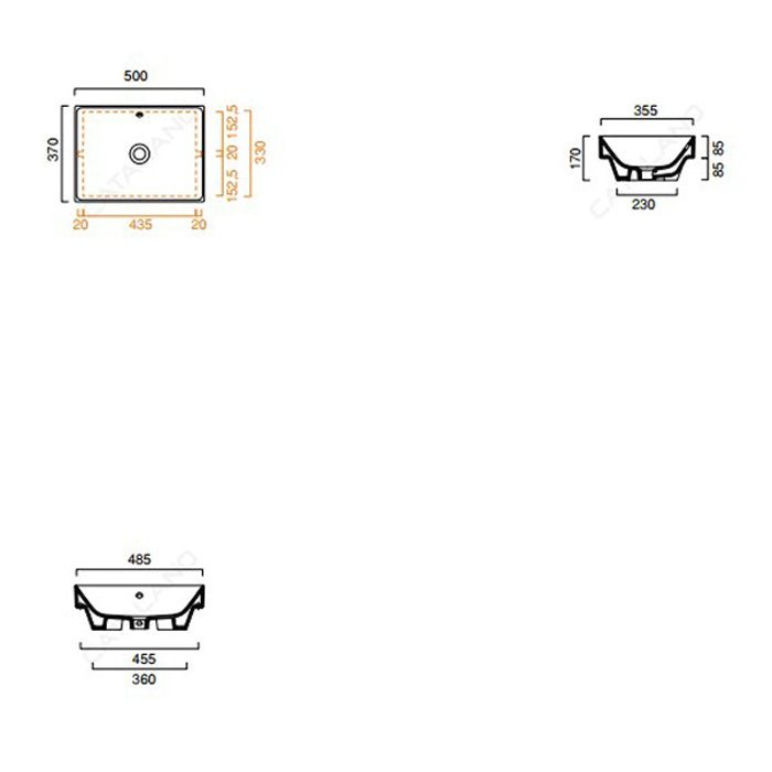 Catalano Zero Раковина встраиваемая сверху 50x37 см, с переливом, покр Cataglaze, цвет: белый глянц. 0124500001