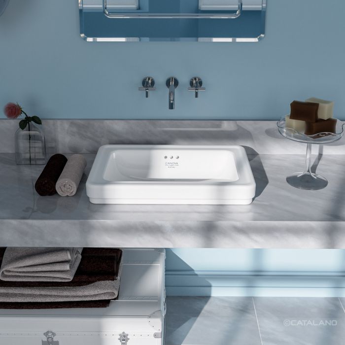 Catalano Italy Раковина встраиваемая сверху 60x40 см, с переливом, Cataglaze, цвет: белый глянцевый 160ACV00