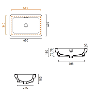 Catalano Italy Раковина встраиваемая сверху 60x40 см, с переливом, Cataglaze, цвет: белый глянцевый 160ACV00