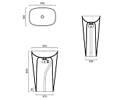 Catalano Green Раковина напольная 55x38x85h см, без перелива, покр. Cataglaze, цвет: белый глянцевый 0428550001