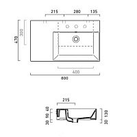 Catalano Comfort Раковина подвесная 80x47x16h см, с переливом, покр. Cataglaze, цвет: белый глянц. 180DVP00