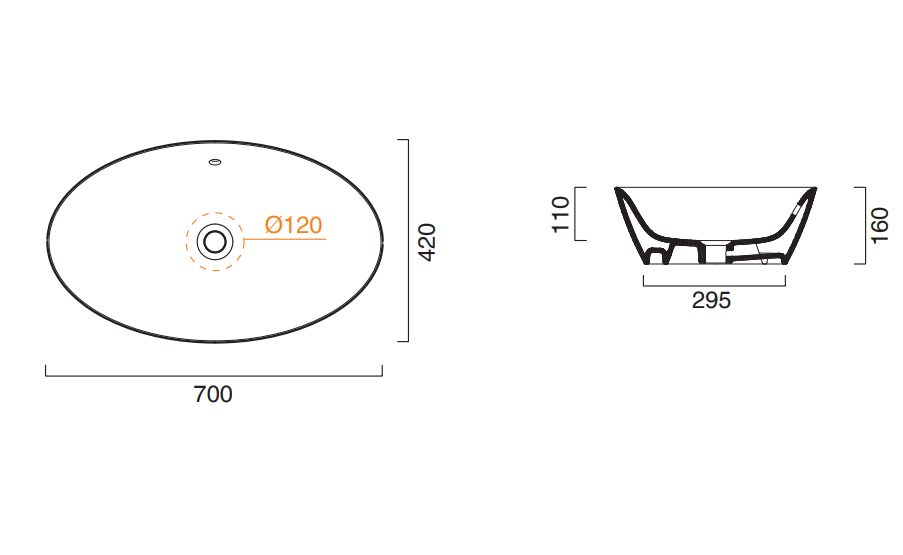 Catalano Zero Раковина чаша 70x42x16h см, с переливом, покрытие Cataglaze, цвет: белый глянцевый 170APVL00