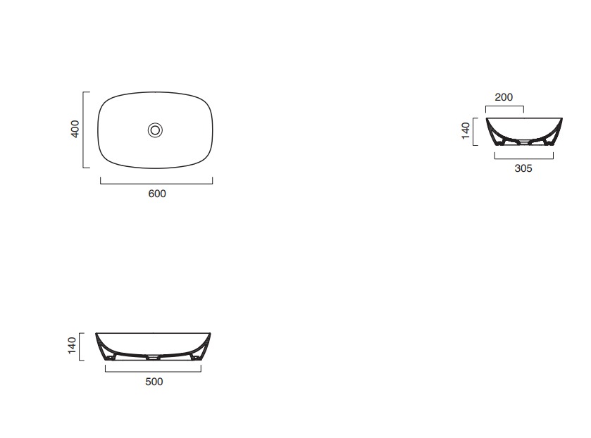Catalano Zero Раковина чаша 60x40x14h см, без перелива, покрытие Cataglaze, цвет: белый глянцевый 0622600001