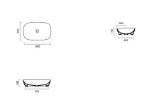 Catalano Zero Раковина чаша 60x40x14h см, без перелива, покрытие Cataglaze, цвет: белый глянцевый 0622600001