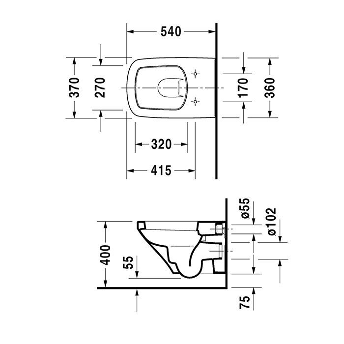 Duravit DuraStyle Унитаз подвесной 54х37 см, с креплением, цвет: белый с WonderGliss 25520900001