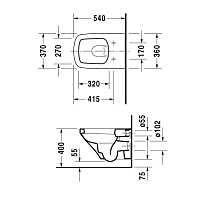 Duravit DuraStyle Унитаз подвесной 54х37 см, с креплением, цвет: белый с WonderGliss 25520900001