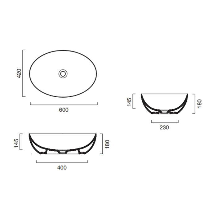Catalano Zero Раковина чаша 60x42x18h см, без перелива, покрытие Cataglaze, цвет: белый глянцевый 16042AVL00