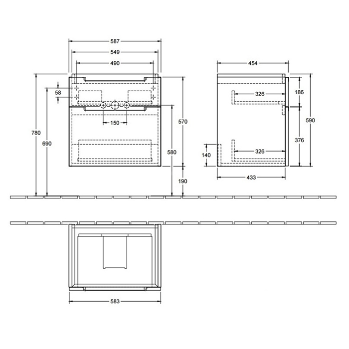 Villeroy & Boch Subway 2.0 Раковина с 1 отв., для установки на меб., 60x47 см, цвет: белый 7113F001