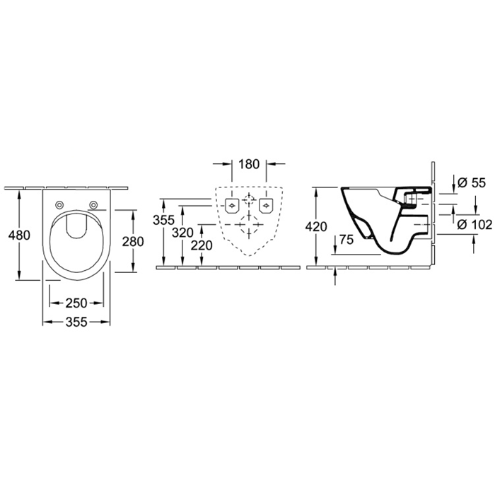 Villeroy & Boch Architectura Унитаз подвесной, 35x48 см, цвет: белый 4687R001