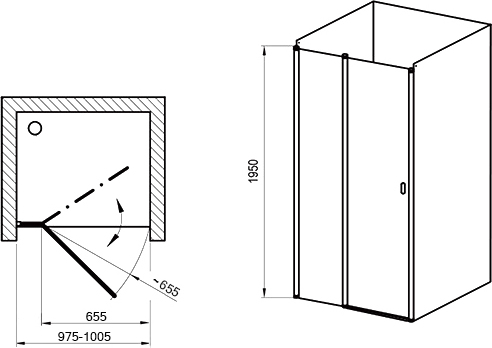 Ravak CSD2-100 Chrome Душевая дверь в нишу 100,5x195h см распашная, прозр. стекло 6 мм, цвет: белый 0QVAC100Z1