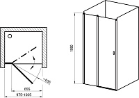 Ravak CSD2-100 Chrome Душевая дверь в нишу 100,5x195h см распашная, прозр. стекло 6 мм, цвет: белый 0QVAC100Z1