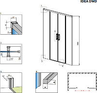 Radaway Idea DWD Душевая дверь, прозрачная 6 мм, Easy Clean 160х200,5h см, цвет: хром глянцевый 387126-01-01