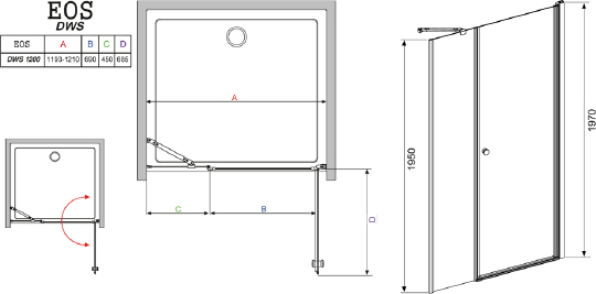 Душевая дверь в нишу Radaway Eos DWS 120 R 37992-01-01NR