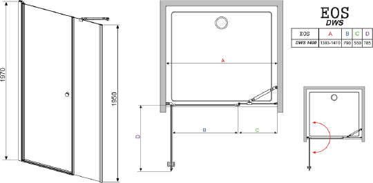 Душевая дверь в нишу Radaway Eos DWS 140 L 37993-01-01NL