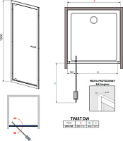 Radaway Twist DW Душевая дверь в нишу, прозрачная 6 мм, Easy Clean 70х190h см, цвет: хром глянцевый 382000-01