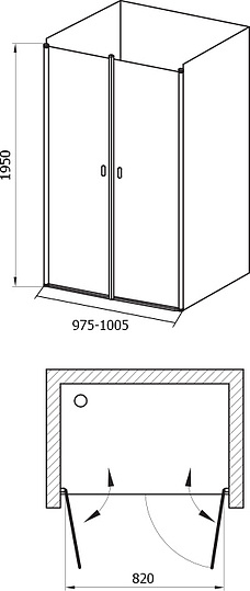 Душевая дверь в нишу Ravak CSDL2-100 Transparent, профиль белый 0QVAC10LZ1