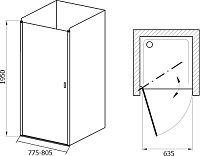 Душевая дверь в нишу Ravak CSD1-80 Transparent, профиль белый 0QV40100Z1