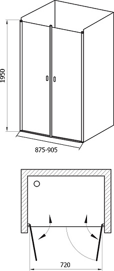 Душевая дверь в нишу Ravak CSDL2-90 Transparent, профиль белый 0QV7C10LZ1
