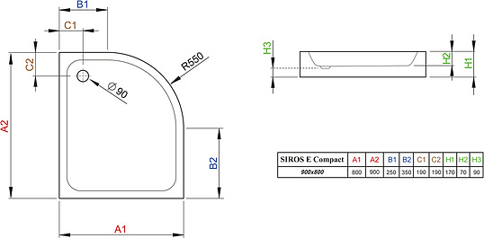 Radaway Siros E Compact Душевой поддон из акрила, 80х90х17h см, цвет: белый глянцевый SBE8917-1L
