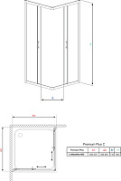 Radaway Premium Plus C Душевой уголок 90х190h см, универсальный, Easy Clean, цвет: хром глянцевый 30453-01-01N