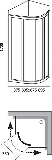 Душевой уголок Ravak SKCP4-90 Sabina Pearl, профиль белый 31177V10011