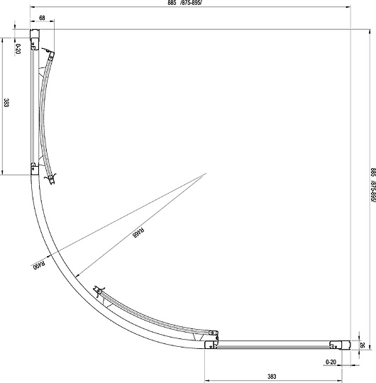 Душевой уголок Ravak SKCP4-90 Sabina Pearl, профиль белый 31177V10011