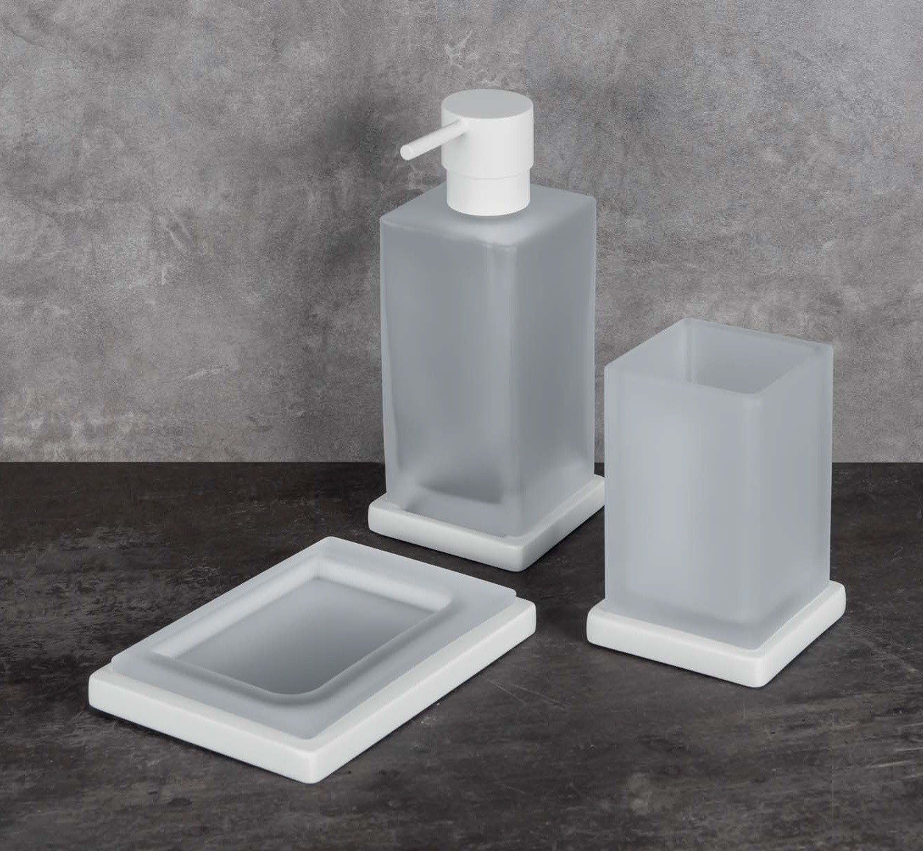 Colombo Design Look Мыльница настольная со стеклянной чашей, латунь, цвет: matt white B1640.BM-VAN