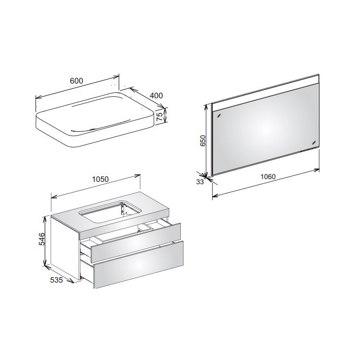 Keuco Edition 400 Зеркало 106х3,3хh65 см, с подсветкой 11596 172000