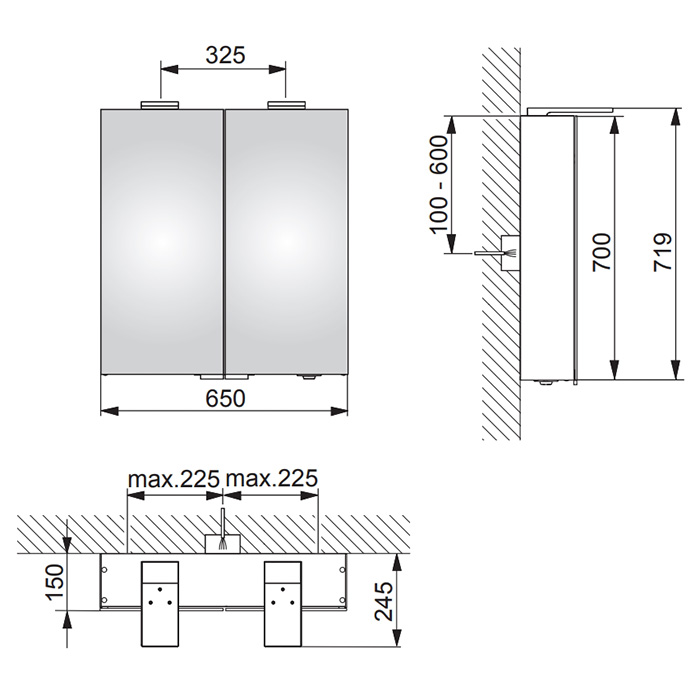 Keuco Royal 15 Зеркальный шкаф с подсветкой 65x72xh15 см. 14402 171301