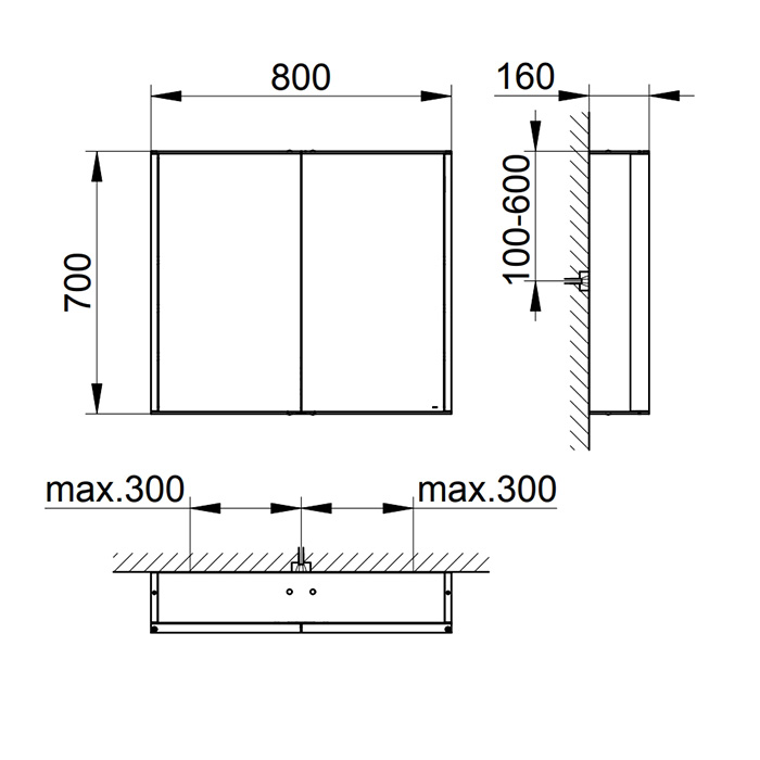 Keuco Royal Match Зеркальный шкаф с подсветкой 65х70хh16 cм. 12801 171301