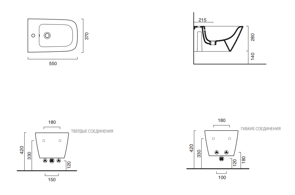 Catalano Green Биде подвесное 37x55 см, 1 отв., с переливом, покр. Cataglaze, цвет: белый глянцевый 0418551001