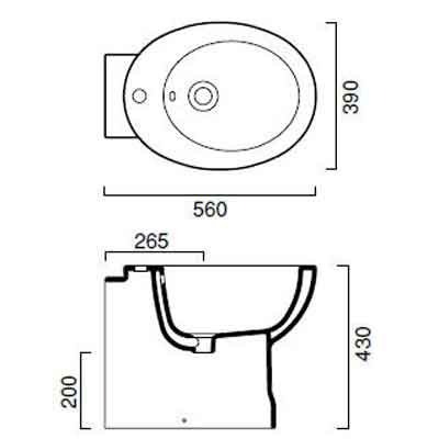 Catalano Roma Биде напольное 39x56 см с 1 отверстием под смеситель и переливом цвет: белый глянцевый 1BIRO00