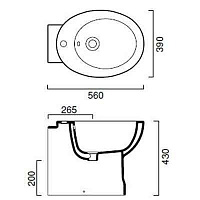 Catalano Roma Биде напольное 39x56 см с 1 отверстием под смеситель и переливом цвет: белый глянцевый 1BIRO00