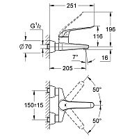 Grohe Euroeco Special Смеситель для раковины, настенный, вынос 20,5 см, цвет: хром 32778000