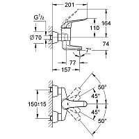 Grohe Euroeco Speсial Смеситель для раковины, вынос 15,7 см, цвет: хром 32770000