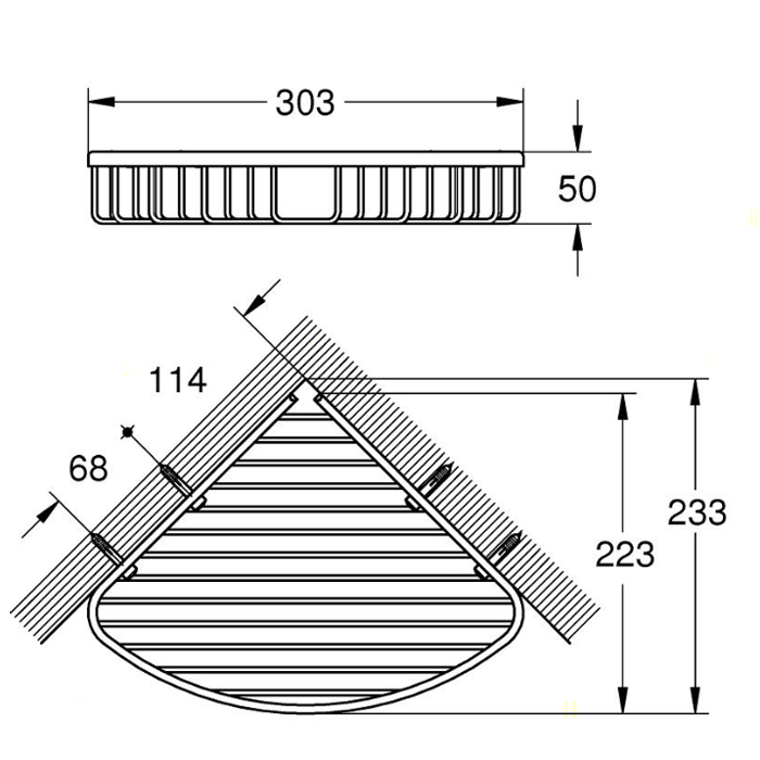 Grohe Bau Cosmopolitan Полочка-решетка угловая 30 см, цвет: хром 40663001