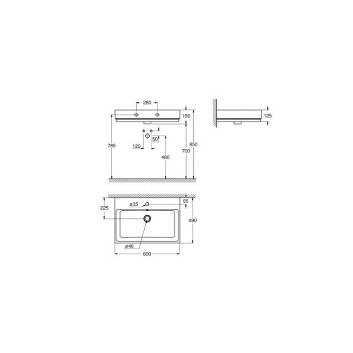 Grohe Cube Раковина 60 см, подвесная, 1 отв., цвет: белый 3947300H