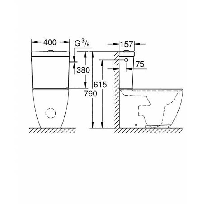 Grohe Essence Ceramic Бачок, наполнение сбоку, цвет: хром 39578000