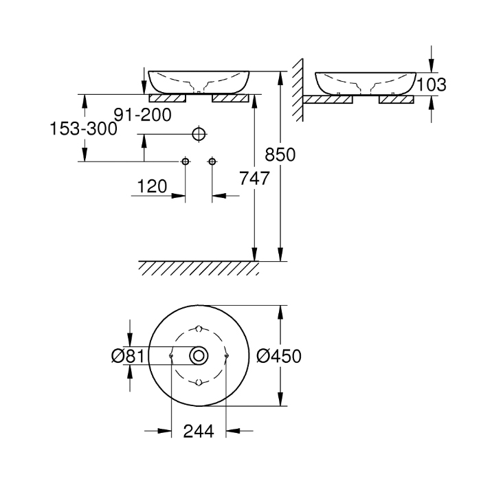 Grohe Essence Ceramic Раковина 45 см, свободностоящая, цвет: белый 3960900H