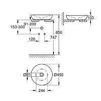 Grohe Essence Ceramic Раковина 45 см, свободностоящая, цвет: белый 3960900H