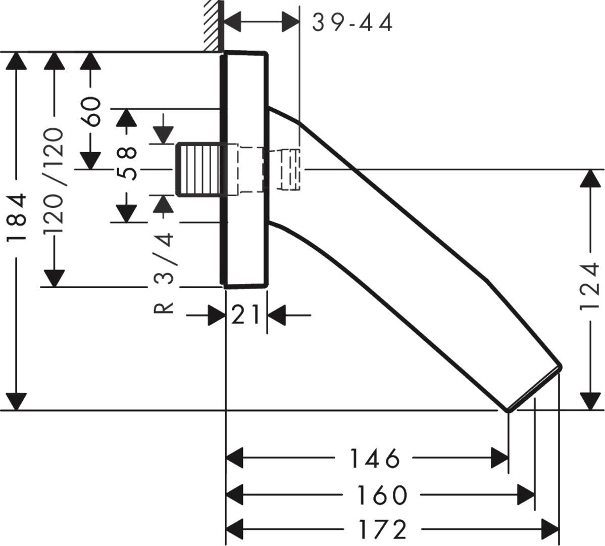 Axor Starck Organic Излив настенный для ванны 16 см, цвет: полированное розовое золото 12417300