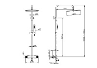 Boheme Uno Душевая стойка: термостат, ручной душ, шланг, верхний душ 30 см, цвет: black 468-T-B
