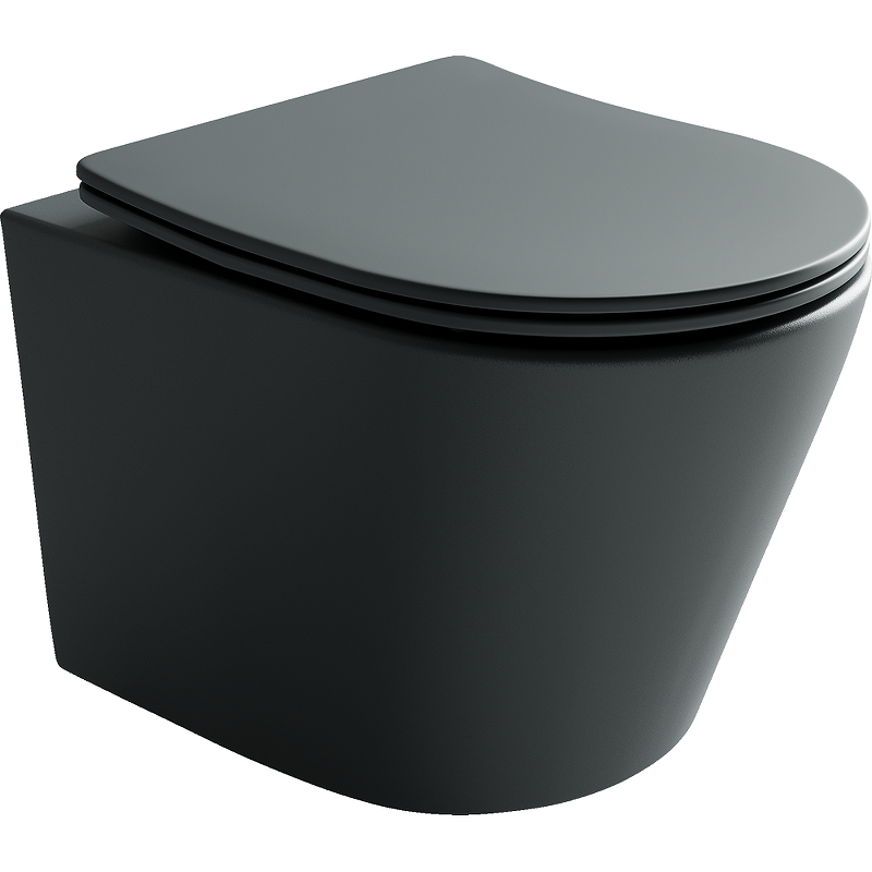 Ceramicanova Balearica Унитаз подвесной 36,5х49 см, безободковый, цвет: темный антрацит матовый CN6000MDH