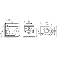 Ceramicanova Balearica Унитаз подвесной 36,5х49 см, безободковый, цвет: темный антрацит матовый CN6000MDH