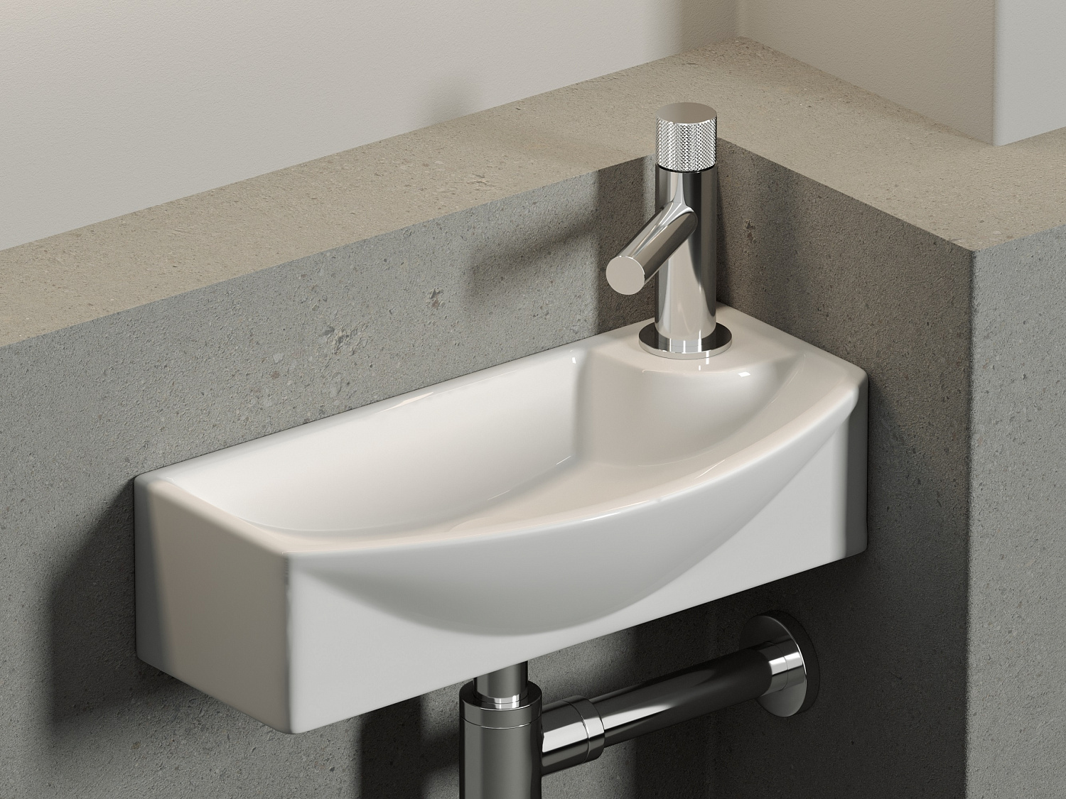 Ceramicanova Element Раковина подвесная 45,5х22 см, без перелива, отв. справа, цвет: белый глянц. CN6038L