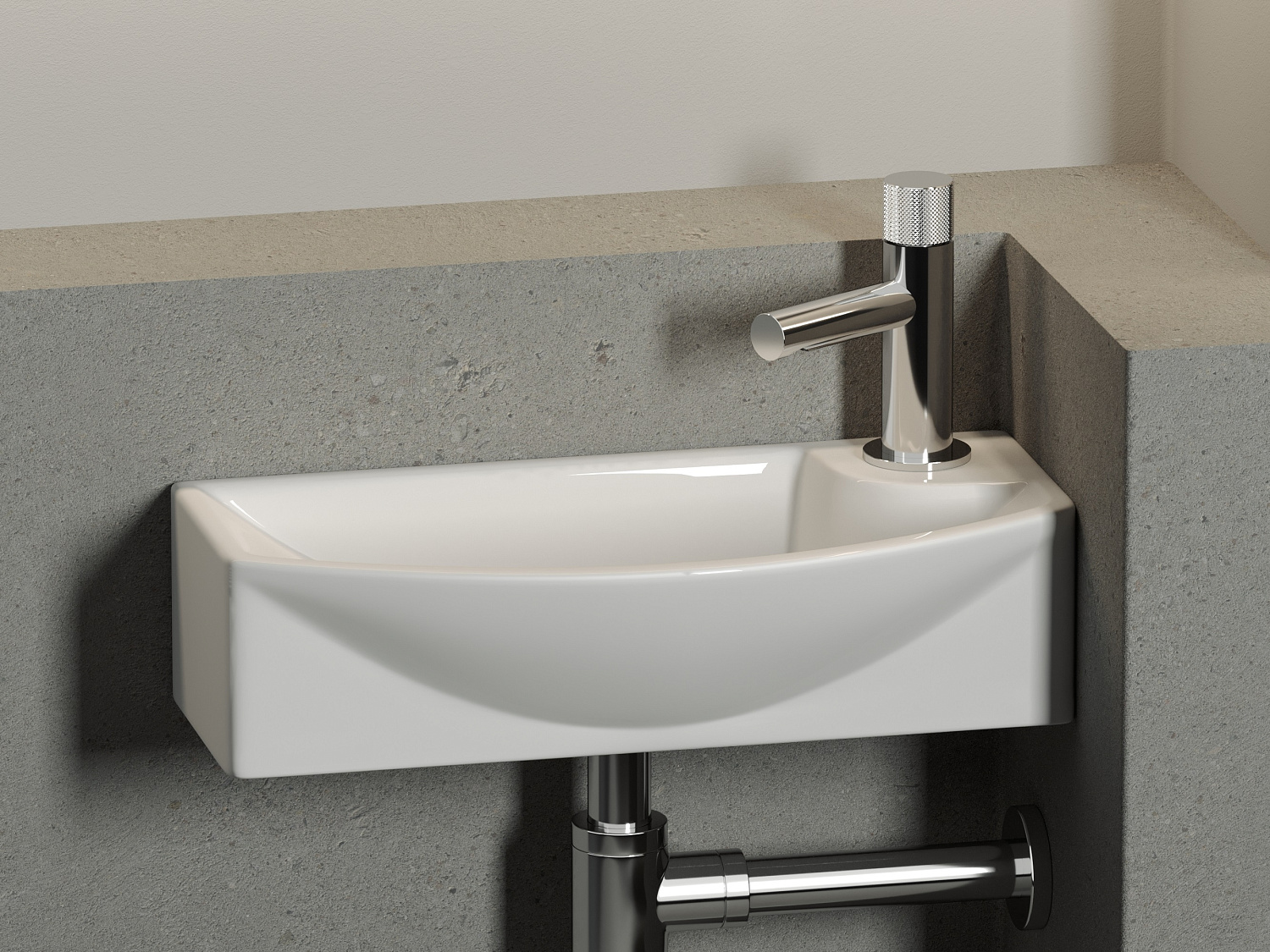 Ceramicanova Element Раковина подвесная 45,5х22 см, без перелива, отв. справа, цвет: белый глянц. CN6038L